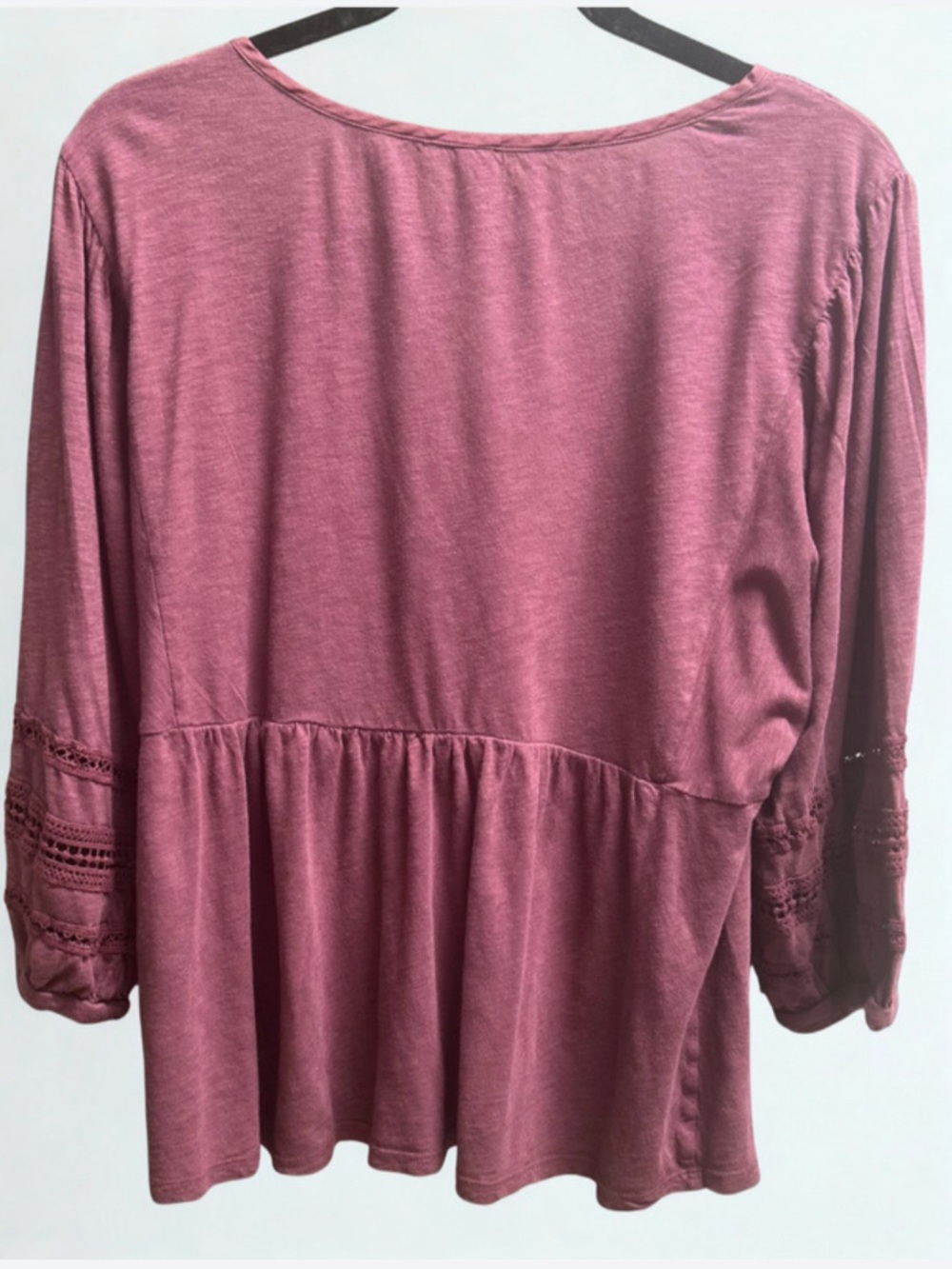 Anthropologie Burgundy Pintuck Boho Peasant Blouse L - Picture 2 of 6